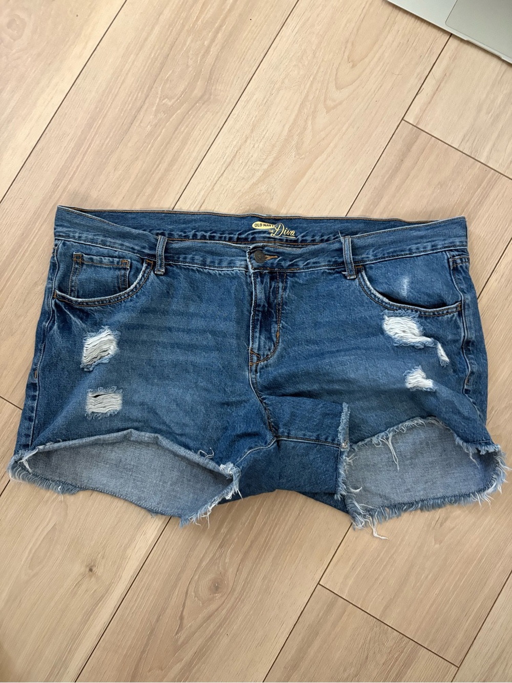 Old Navy Denim Cutoff Shorts - Dark Blue Distressed